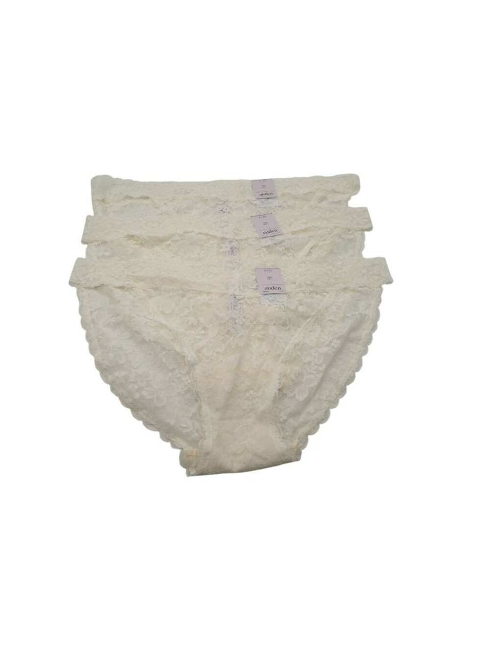 NWT Auden Lace Bikini Panties Lot of 3 Sz XL (16) White Floral Scalloped Trim